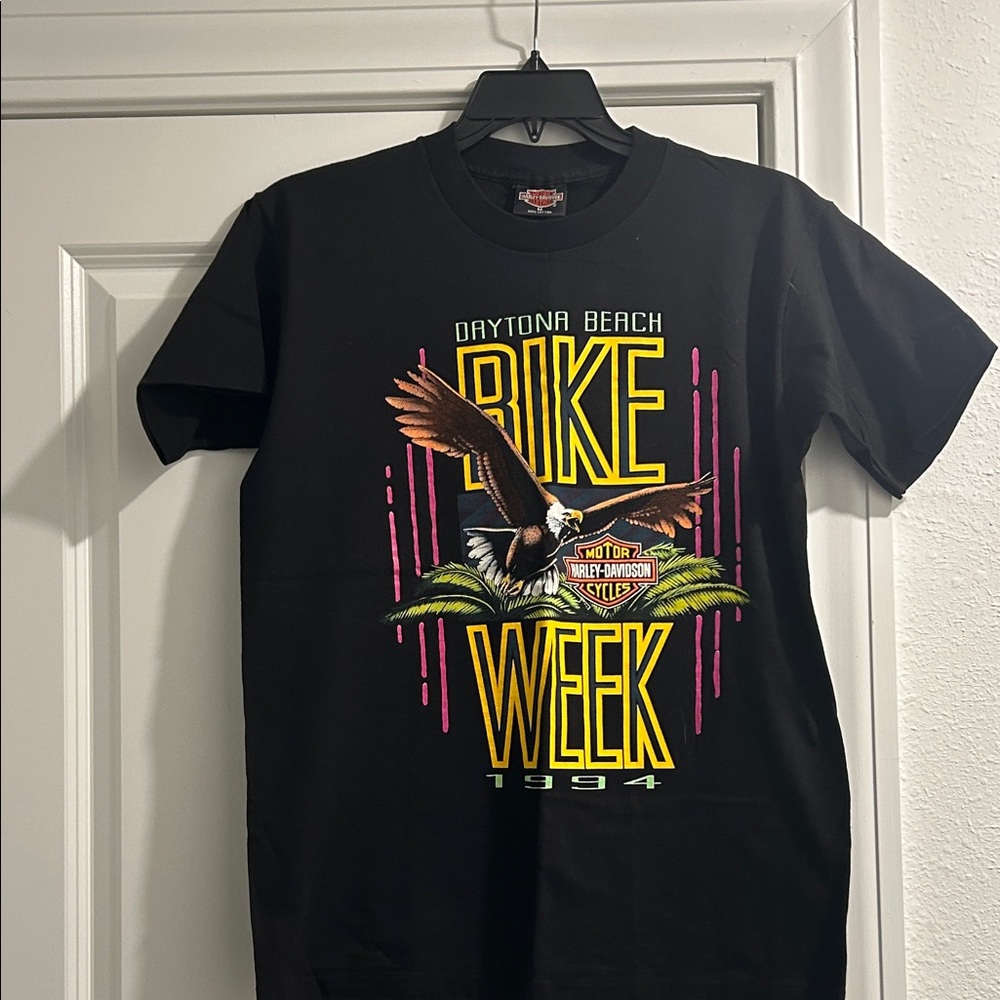 Harley-Davidson Black Tee with Yellow & Pink Daytona Bike Week Graphic
